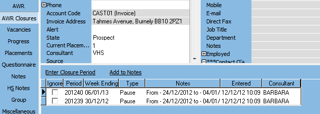 AWR Closures