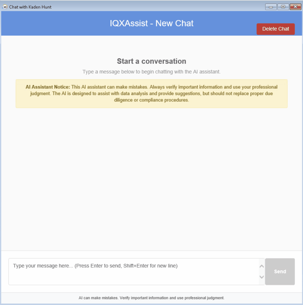 The main chat interface showing a conversation history