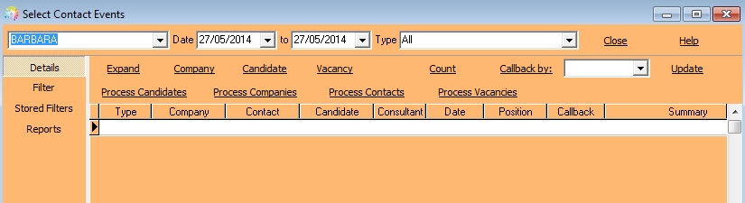 Contact Events Selector
