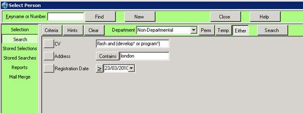 Efficient CV searching - example 1