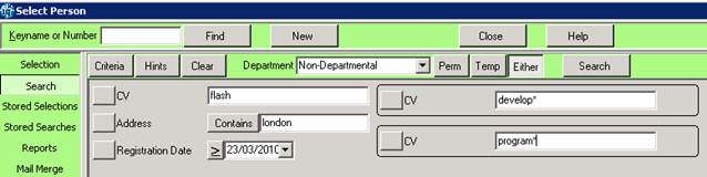 CV searching example 2
