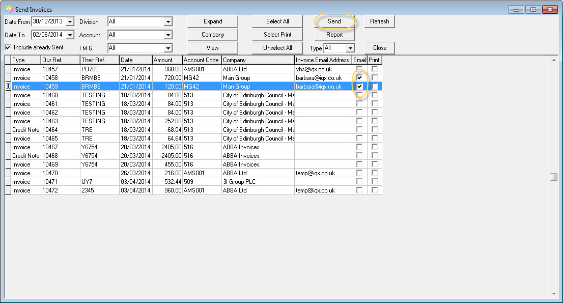 Send Invoices Send Invoices