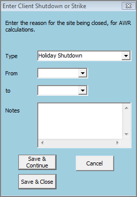 Enter Closure Period