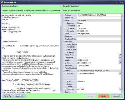 Parsed CV
