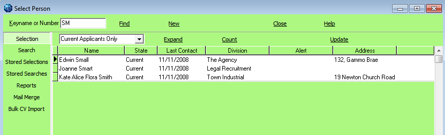Person selector form Person selector form