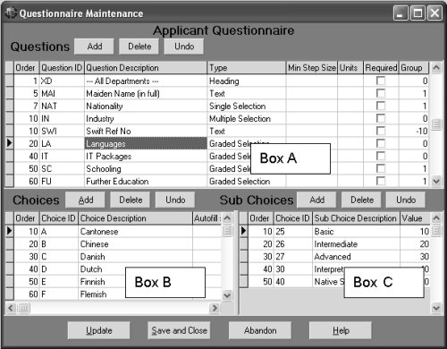 Questionnaire Setup