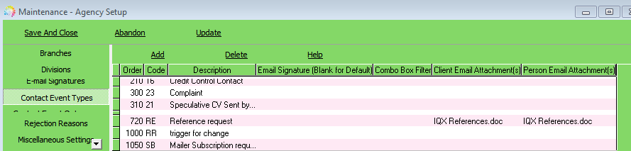 Contact Event Attachment