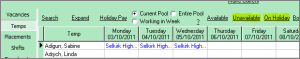 Add unavailability and holidays temps view
