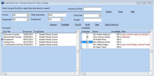 Copy Short List Form Copy Short List Form