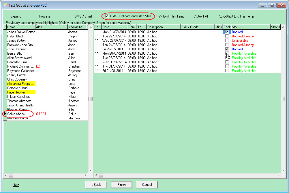 Fill Shifts Duplicates/Filled Shifts hidden